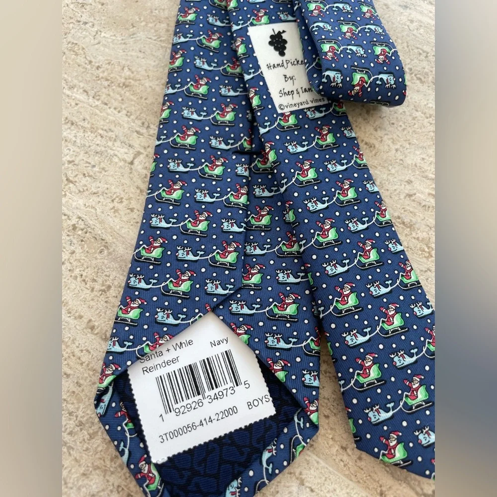 Vineyard Vines Navy Santa Reindeer Tie